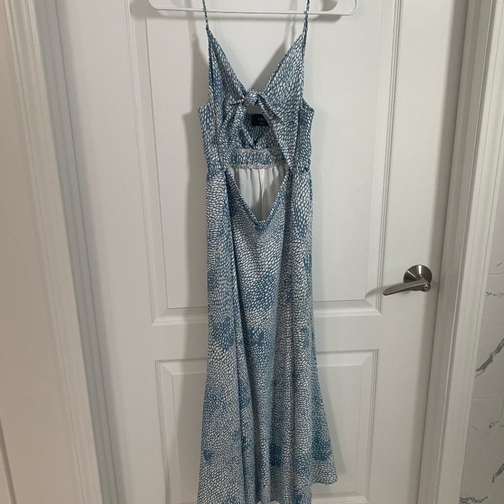 Light Blue VICI Satin Cut Out Dress (SMALL)